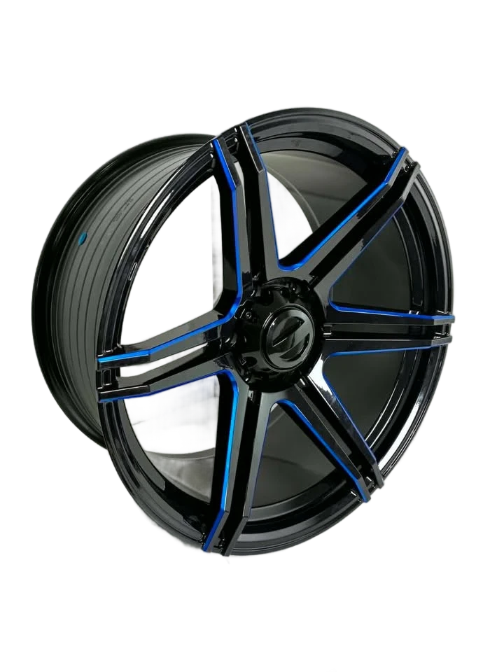 PW51 - 20X10" 6X139.7 BLACK+BLUE MILLED - SET OF 4 WHEELS