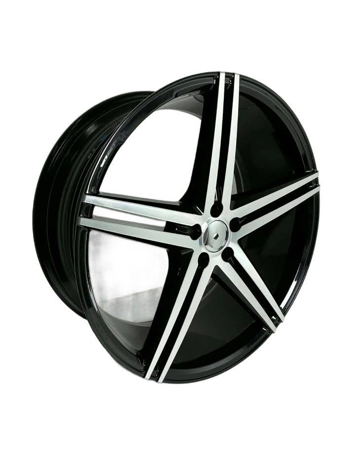 PW52 - 20X8.5" 5X100 GLOSS BLACK MACHINED FACE - SET OF 4 WHEELS