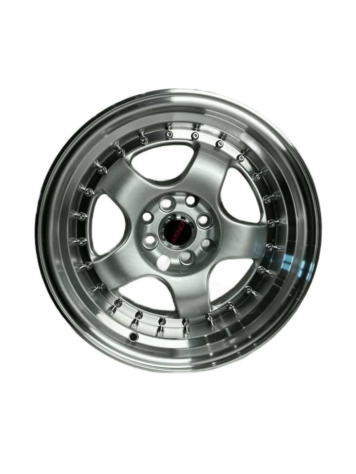 PW15 - 15X8" 4X100-114.3 SILVER POLISHED LIP - SET OF 4 WHEELS