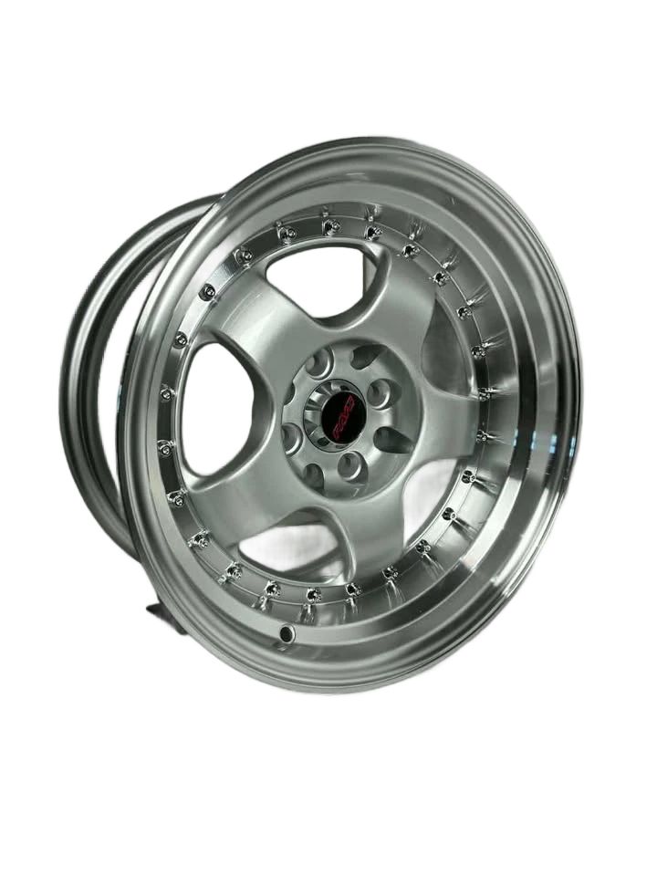 PW15 - 15X8" 4X100-114.3 SILVER POLISHED LIP - SET OF 4 WHEELS