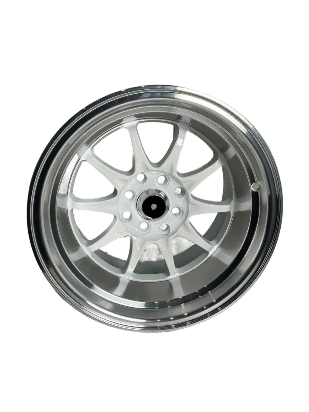 PW45 - 15X9" 4X100-114.3 WHITE MACHINED LIP - SET OF 4 WHEELS