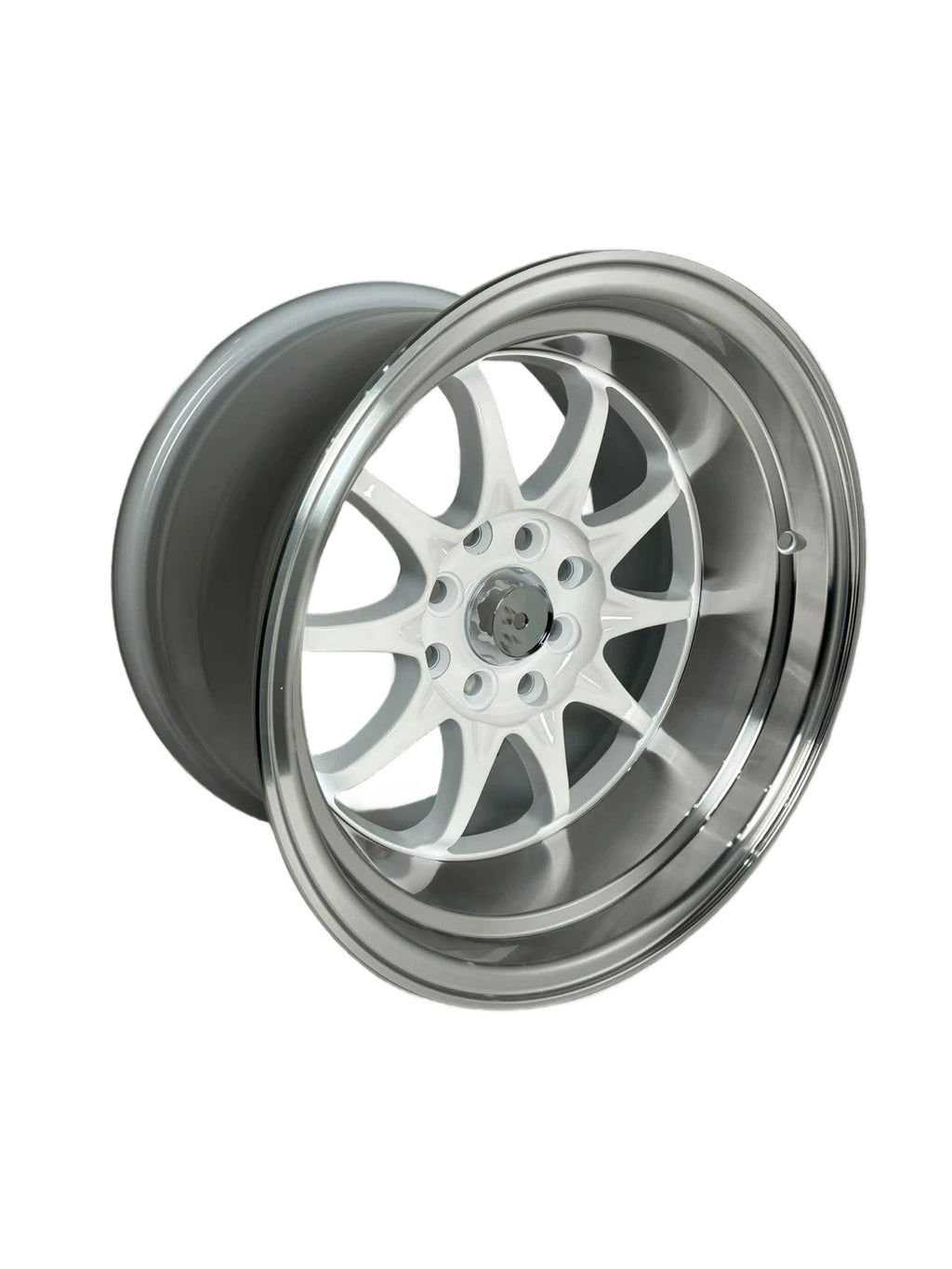 PW45 - 15X9" 4X100-114.3 WHITE MACHINED LIP - SET OF 4 WHEELS