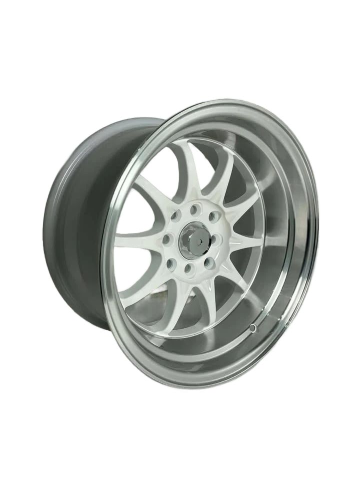 PW38 - 15X8" 4X100-114.3 WHITE MACHINED LIP - SET OF 4 WHEELS