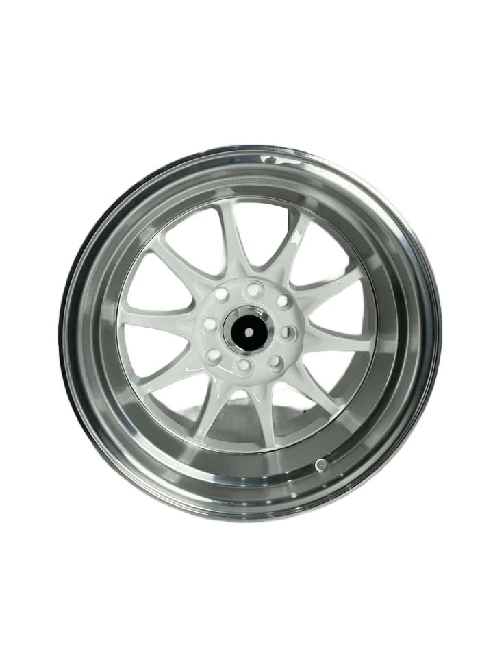 PW38 - 15X8" 4X100-114.3 WHITE MACHINED LIP - SET OF 4 WHEELS
