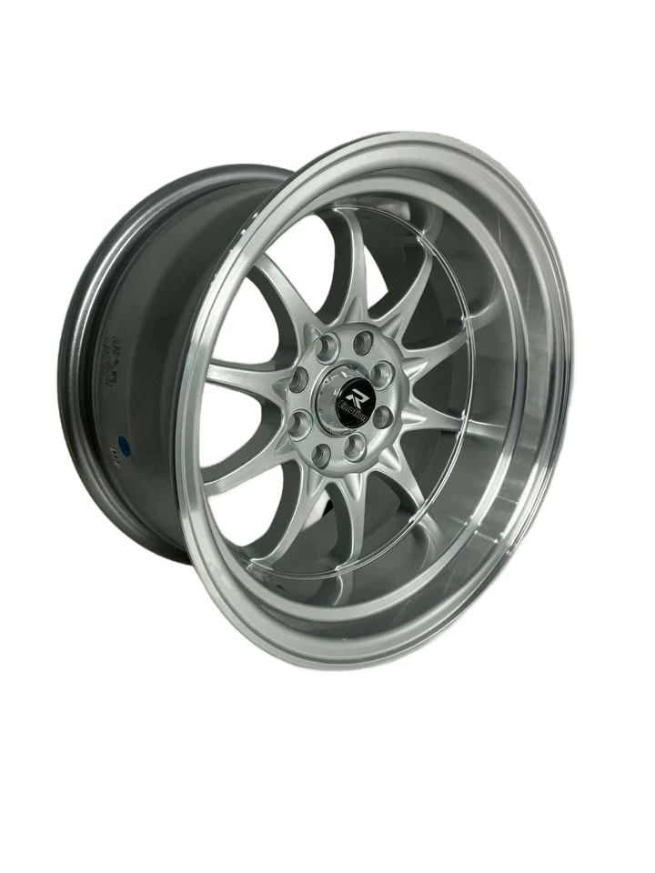 PW46 - 15X8" 4X100-114.3 SILVER MACHINED LIP - SET OF 4 WHEELS