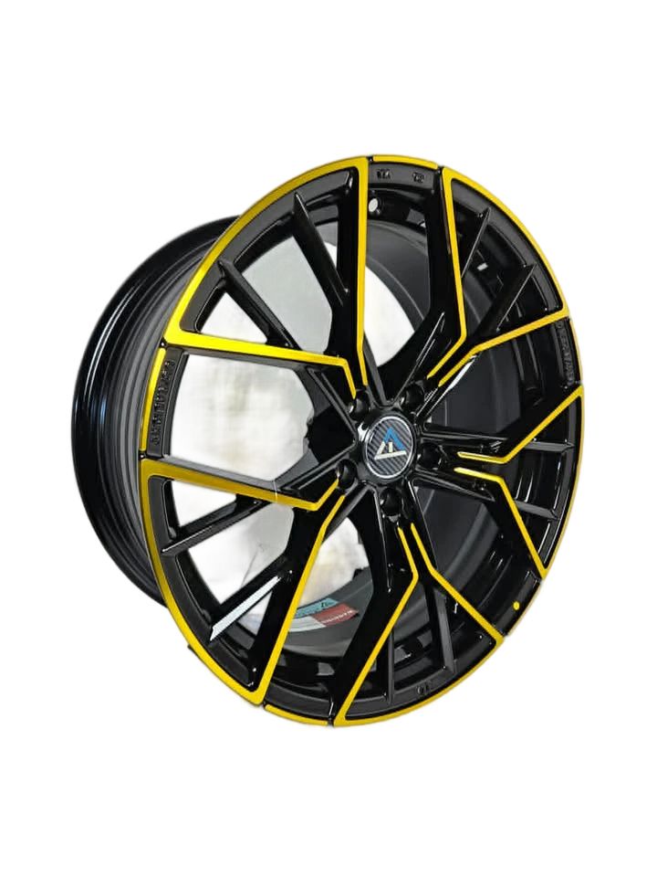 PW25 - 19X8.5" 5X112 GLOSS BLACK GOLD FACE - SET OF 4 WHEELS