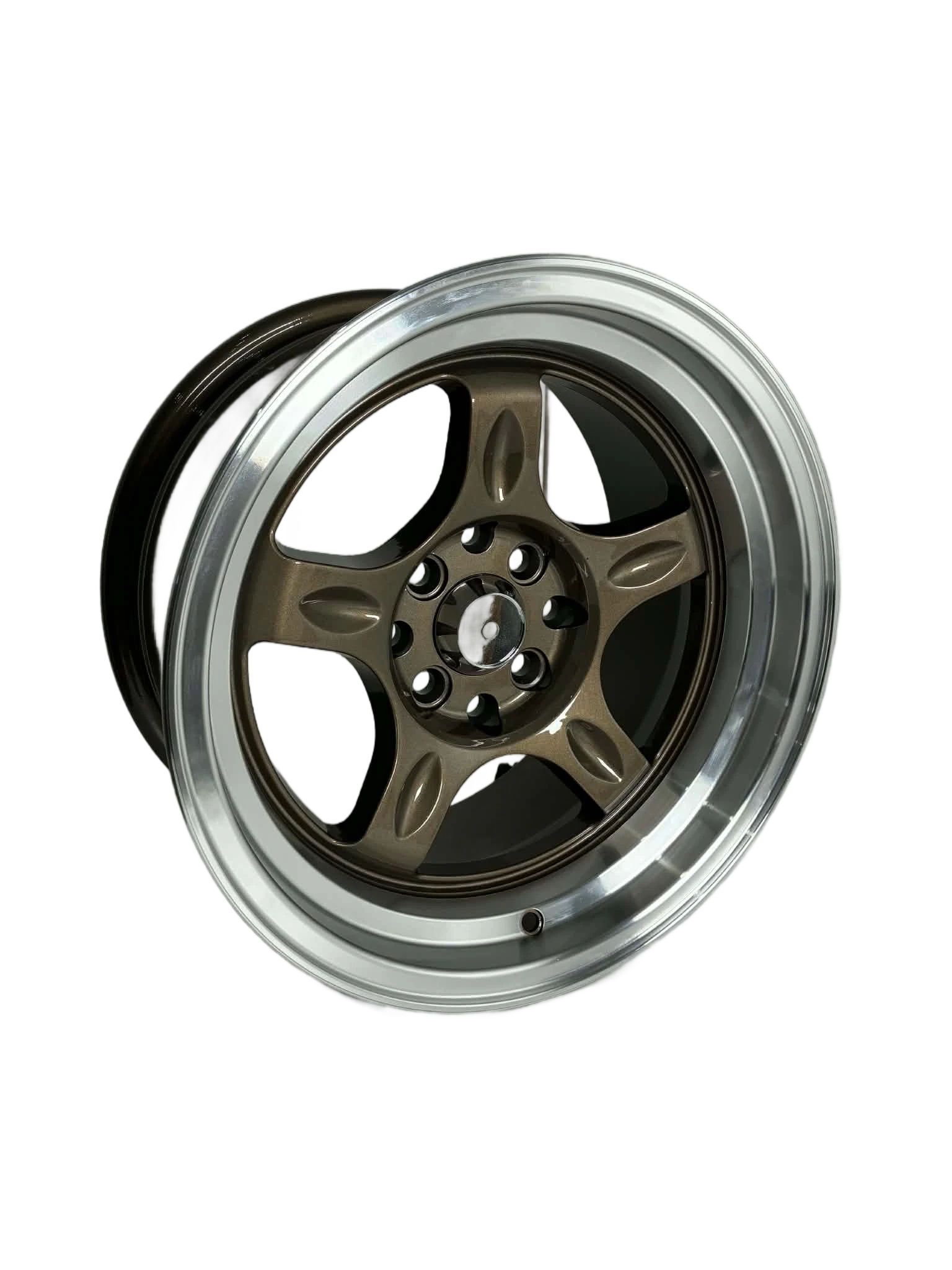 PW50 - 15X8" 4X100-114.3 BRONZE MACHINED LIP - SET OF 4 WHEELS