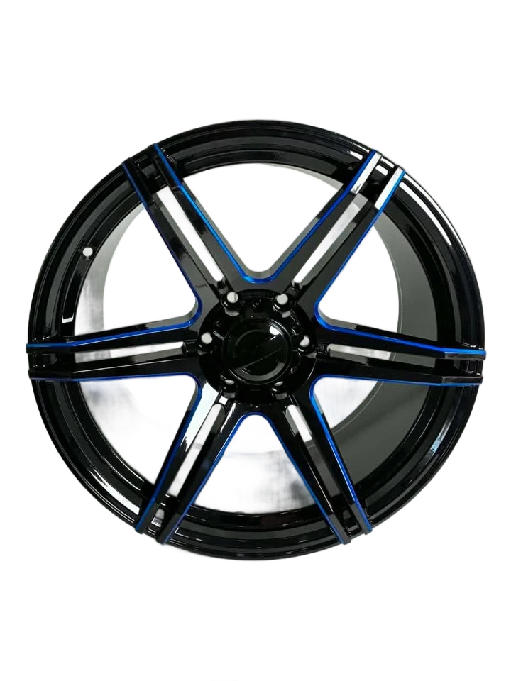 PW51 - 20X10" 6X139.7 BLACK+BLUE MILLED - SET OF 4 WHEELS
