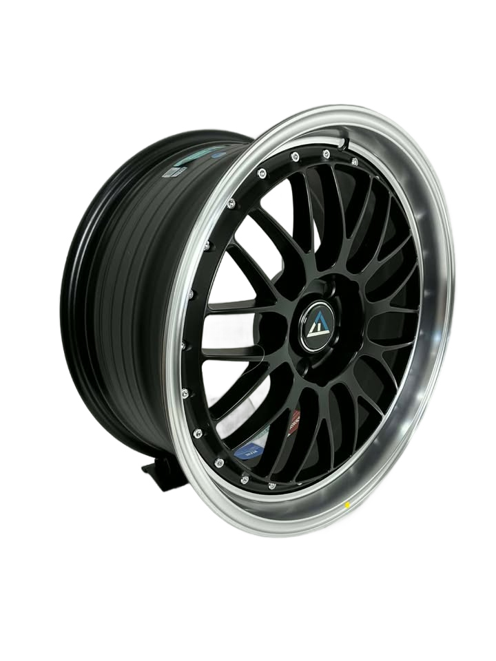 PW19 - 18X8.5" 5X114.3 GLOSS BLACK MACHINED LIP - SET OF 4 WHEELS