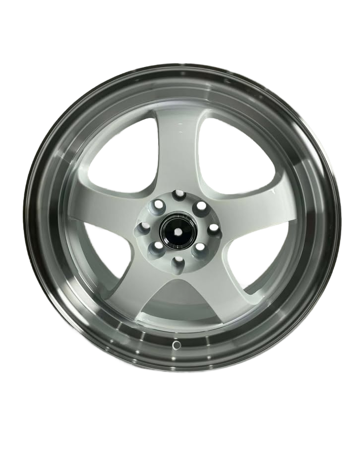 PW20 - 17X7.5" 4X100-114.3 WHITE MACHINED LIP - SET OF 4 WHEELS